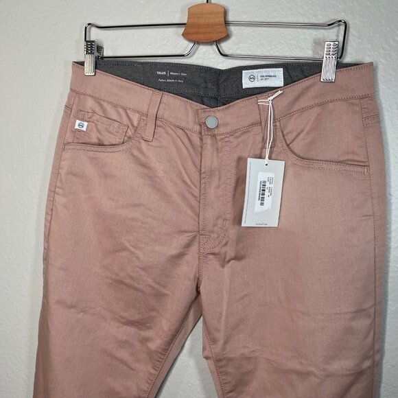 AG Adriano Goldschmied Tellis Modern Slim Airluxe Pink Twill Pants 32x34 - Picture 6 of 8